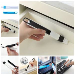 Multi-purpose kitchen and bathroom door and window groove cleaning brush with dustpan crevice brush computer keyboard brush corner dust removal brush