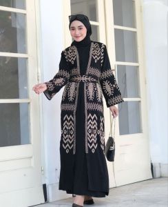 GAMIS ABAYA WANITA ARAB HITAM AZZA PREMIUM QUALITY DUBAI ARAB MESIR TURKEY