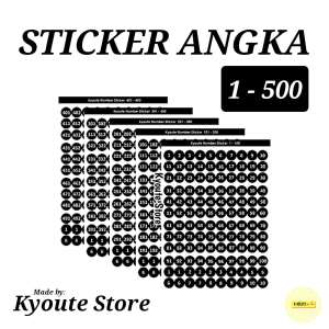 Sticker Angka Nomor 1-500 Kyoute Size A6 Black Vinyl Matte Bulat Waterproof / Sticker Number