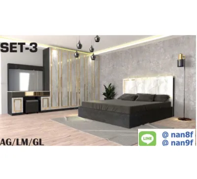 SB DESIGN ชุดห้องนอนเตียง 6 ฟุต // รุ่น JESSICA /B SET-3 ออกแบบดีไซน์สวยหรู สไตล์ยุโรป ประกอบด้วย (เตียง+โต๊ะแป้ง+ตู้เสื้อผ้า) ขายดี แข็งแรงทนทานมากๆ