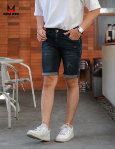 Celana Jeans Sobek Lutut Pria Kekinian Full Length Slim Fit