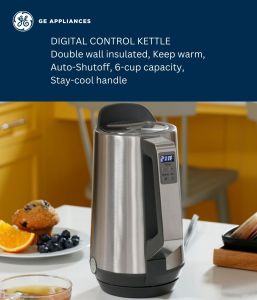 GE Appliances G7KD15PSPSS Cool Touch Kettle with Digital Controls