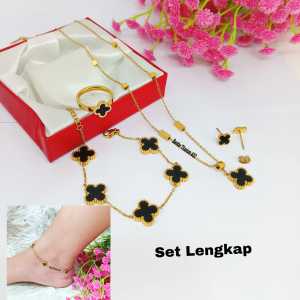 KALUNG TITANIUM BUNGA HITAM GRIGI NEW DADU ANTI LUNTUR & ANTI KARAT (COD)