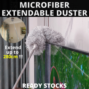 Microfiber Duster 280cm Extendable Bendable Duster Stainless Steel Handle Cleaning Tool Penyapu Bulu Panjang Dinding