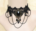 Lace Vintage lace choker necklace Fashionable Black beaded flower choker Steampunk Halloween choker for Women Wedding. 