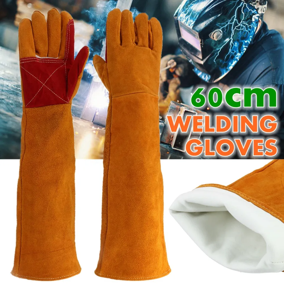 Inch Long Sleeves Welding Safety Gloves Cotton Lined Gloves