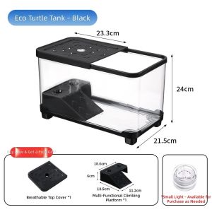 RA Turtle Tank with Lid Basking Platform Bottom Drain Plastic Reptile Habitat for Box Turtle AR