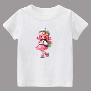 Tshirt kids kaos atasan anak perempuan usia 1-12tahun sablon gambar BONEKA PINK