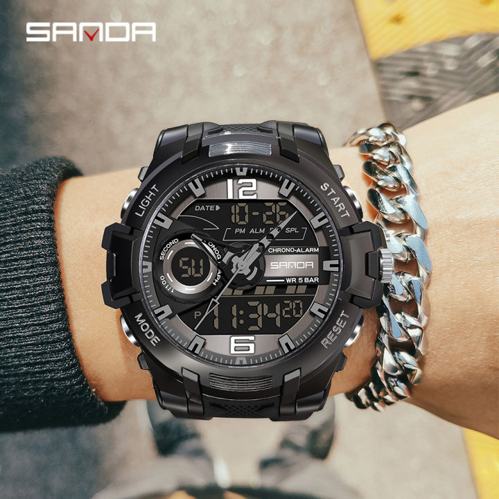 SANDA New Sport Military Men's Watches 50M Waterproof Quartz Wristwatch ...