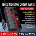 BESTIT Universal Car Inverter 200W High Power DC 12V/24V To 220V Car Converter Socket Portable Multifunction Automotive Charger Inverter. 