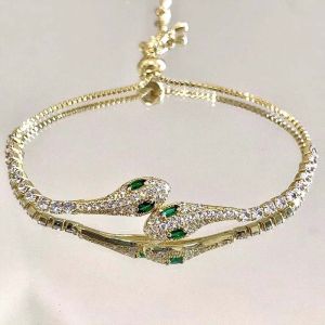 Nicedays🍒Gelang Ular Berlian Penuh/Gelang Tarik Yang Dapat Disesuaikan/Desain Sederhana Untuk Wanita COD