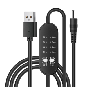 Adjustable Temperature USB To DC35135 Power Cable With Timer Switches For Heated Seat Cushions