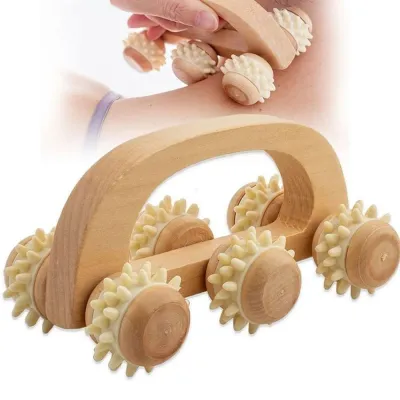 MADEWITH Deep Tissue Wooden Massage Roller Anti Cellulite Lymphatic Drainage Manual Wooden Massager High Quality Body Shaping Wood Therapy Massage Tools Neck Massage