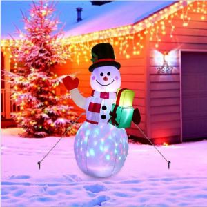 5FT Christmas inflatable snowman Christmas decoration Christmas home decoration props with colorful rotating LED lights
