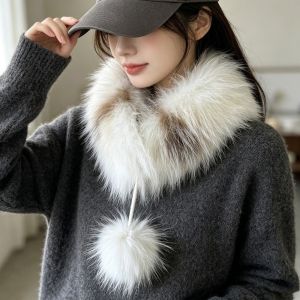 LUMIYA Keep Warm Neck Scarf Plush Ball Thickened Winter Scarf Fashion Soft Plush Neck Warmer Winter