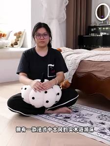 【Free Shipping】Cream Style Leather And Wooden Bed Frame SingleSuper SingleQueenKing Size Bed frame With Mattress Wooden Bed frame Leather Bed frame