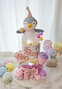 SG Seller Penguin 2 tier Diaper cake hamper birthday shower newborn gift (Prac 2 Tier)