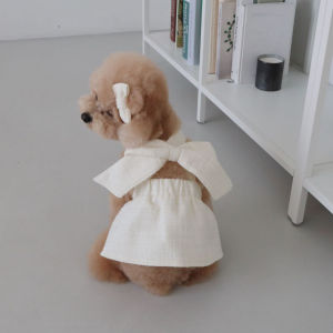 DY Loving Korean Ins Dog Clothes Tide Brand Braided Cross Sling with Big Bow Ladylike Poodle Teddy Normcore Style Halter Tops