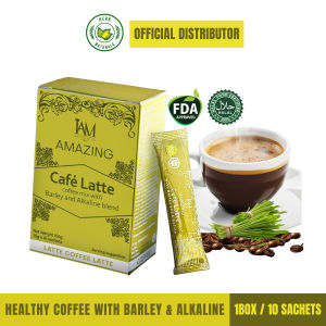 IAM Amazing Cafe Latte with Barley & Alkaline – Healthy Coffee for Energy Immunity & Body Balance  (1 box10 sachets)