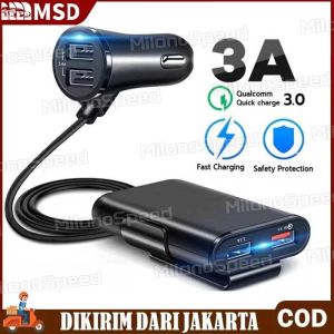 4 In 1Pengisi Daya Mobil Pengisian Cepat 4 Port USB 3.1A 3.0A 2.4A Pengisi Daya Mobil HP USB Universal Pengisian Daya Super Cepat