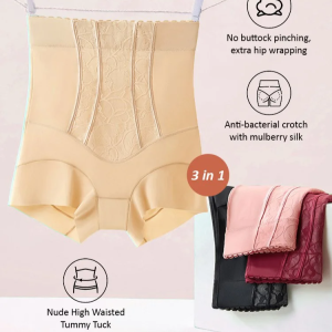 Body shaping seamless waist and tummy tuck pants Womens strong nonmarking lace buttock lifting body shaping pants