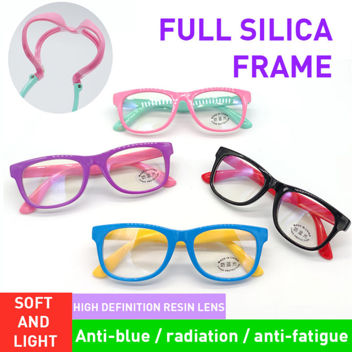 FLEWWER Ready Stock Kids Computer Eyeglasses Anti Radiation Glasses Lightweight Children Anti blue Glasses Flexible Frame Anti Blue Light Blocking Eyewear Replaceable Lens Fit for 5 12 years old child...