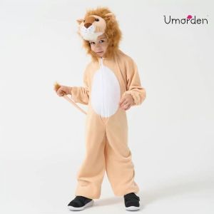 Umorden Toddler Kids Child Animals King Lion Costume for Boys 2-4Y 4-6Y 6-8Y Hoodie Jumpsuit Carnival Purim Fancy Dress2026