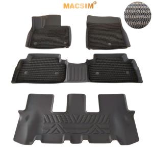Thảm Lót Sàn 2 Lớp TPE Macsim Huyndai Santafe 2019-2023 Chuẩn Form Bền Không Mùi ( sd3 xám đen ct)