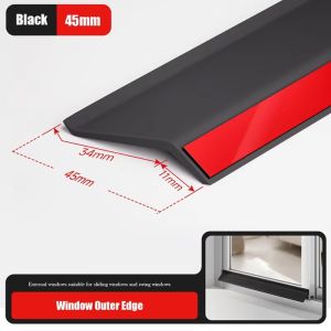 OKKFINE 50cm Rubber Window Water Blocking Bar Sealing Function Ainproof Water Backflow Sealing Strip Easy Installation Window Edge Waterproof Rain Flashing Board Home Window