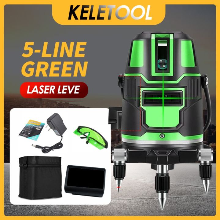5 Line Green Laser Level SelfLeveling 360 Degree Horizontal Vertical