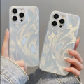Case HOLOGRAM FEATHER "SILVER" INFINIX NOTE 40 40PRO 4G/5G 30 HOT 50 40 40i 30 30i 30 PLAY Smart 8 8PRO Luxury Softcase Motif Water AURORA Holo Glossy Hardcase Dreamy Shell Phone GLITTER Soft Slikon Silicone Laser Kilap White Back Hard Cover Pelindung Hp. 