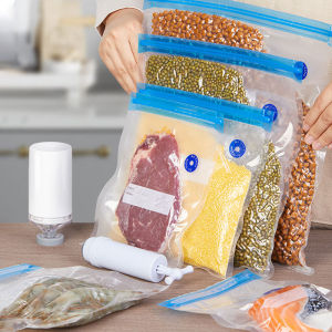 【beauty-sunshine】Kitchen Storage Bags Food Air Vacuum Compressed Bag Organizer Reusable Freezer Bags with Transparent Sealed