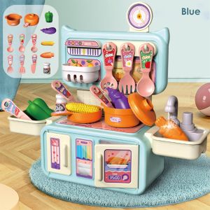 Kids Simulation Kitchen Playset Pretend Play Cooking Toys Cooker Fruit Vegetable Food Toy Birthday Gift