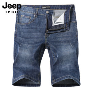 JEEP SPIRIT Mens Denim Shorts Thin Casual Jeans Loose Straight Denim Shorts