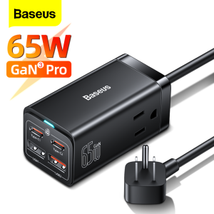 Baseus Bộ Sạc USB GaN3 Pro 65W Bộ Sạc Nhanh PD Type C Để Bàn Bộ Sạc Nhanh Ổ Cắm Mỹ Cho Điện Thoại 13 12 Xiaomi Samsung Máy Tính Xách Tay