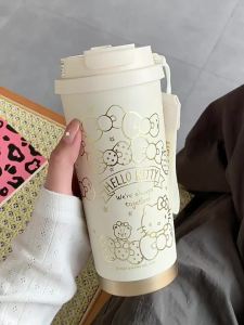 แก้วเก็บความร้อนกาแฟคู่ Sanrio สำหรับสาวๆ แก้วน้ำหลอดดูดสวยงาม ขวดน้ำสแตนเลส 316