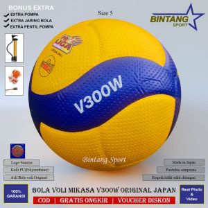 Bola Voli Mikasa V300W Original 100% Japan Bahan Kulit PU Kualitas Terbaik Kompetisi Resmi Proliga