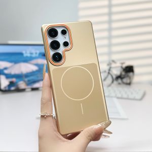 Luxury Matte Hard PC Case for Samsung Galaxy S25 Ultra S24 Plus S23 FE Magnetic Wireless Charging Frosted Shockproof Cover