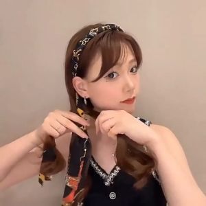 Vintage Chain Headband Satin Fabric Pressure Hair Clip Headband Streamer Hairband Women Hair Tie System Braided Hair Accessories