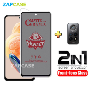 PAKET 2in1 Anti Gores Layar Privacy Xiaomi Redmi Note 12 Pro 4G Free Tempered Glass Camera Lens