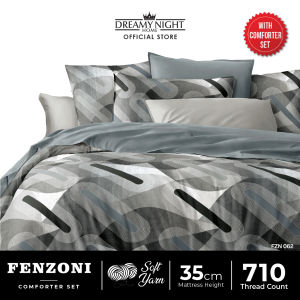 Dreamynight Home Fenzoni Soft Microfiber Printed Comforter Set 3in1 5in1 710TC - Super Single Queen King Pillowcase and Bolstercase included