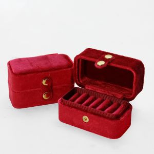 YOCKY Retro Velvet Ring Box Ear Studs Case Jewlery Organizer Mini Ring Storage Box Multipurpose Exquisite Ring Earring Holder Travel