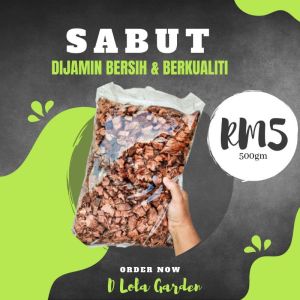 SABUT CINCANG SEMULA JADI DAN BERSIH (1 PACK 500G) SEBAGAI MEDIUM TANAMAN