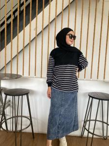 Kaos Oversize T-Shirt Polkadot Arzheina untuk Wanita Gaya Kansur