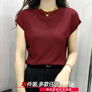 Summer loose ice silk thread T-shirt womens new top