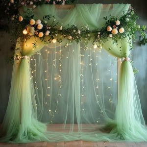 MINIFELE 262 75cm X 6M Wedding Tulle Arch White Pink Elegant Draping Fabric Backdrop Draping Material Decorative Tulle Wedding