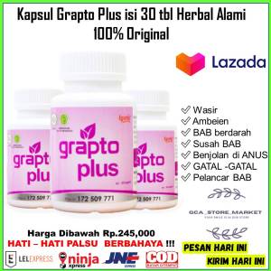 Grapto Plus Obat Wasir Yang Asli GRAPTO PLUS Kaplet Grapto plus Graptoplus | Herbal Obat Wasir | Obat Ambeien Ambeyen | Lancar BAB - Terbukti Ampuh & 100% Herbal Alami
