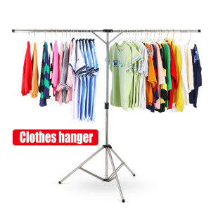 Free Gift Foldable Clothes Hanger 185cm Extendable Stainless Steel Cloth Drying Rack Garment Hanger Floor Standing Hanger Rack Organizer Penyangkut Baju Rak Baju
