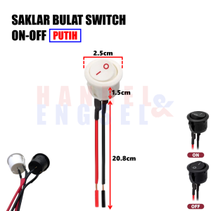Saklar Putih Hitam Bulat Tombol On Off Saklar Round Switch 2 Pin