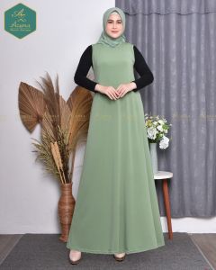 Gamis Jersei Tanpa Lengan Wanita Bahan Korea Preium Size M L XL XXL 3XL